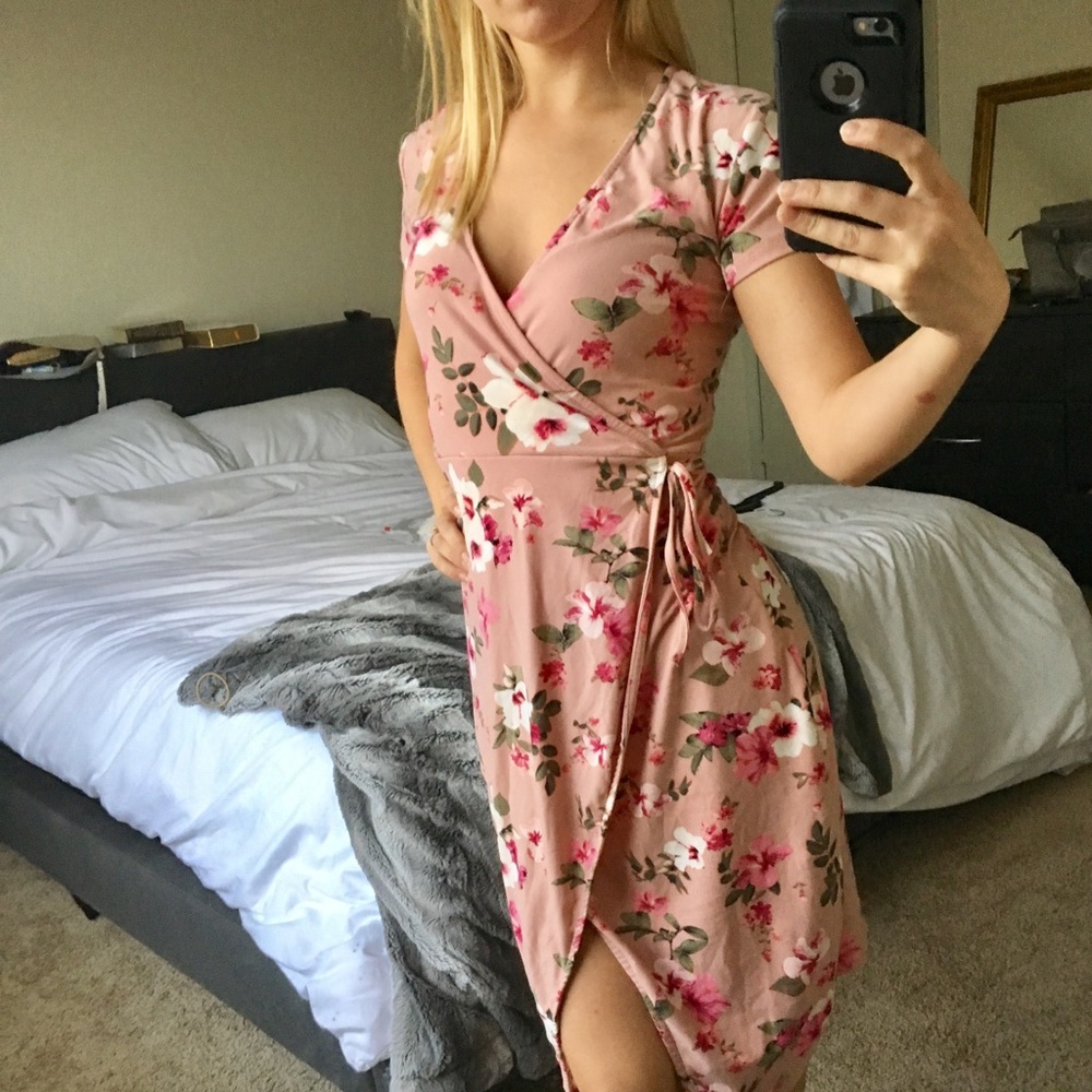 Faux Wrap Floral Dress